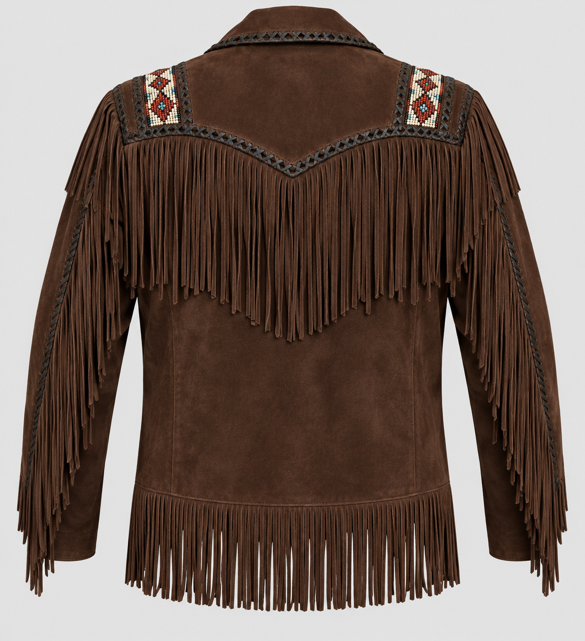 Men's El Dorado Cream Suede Beaded Fringe Coat
