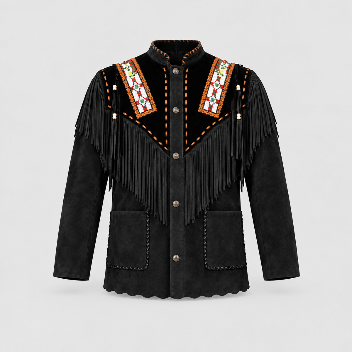 Men's Canyon Tan Two-Tone Beaded Bone-Pipe Western Jacket