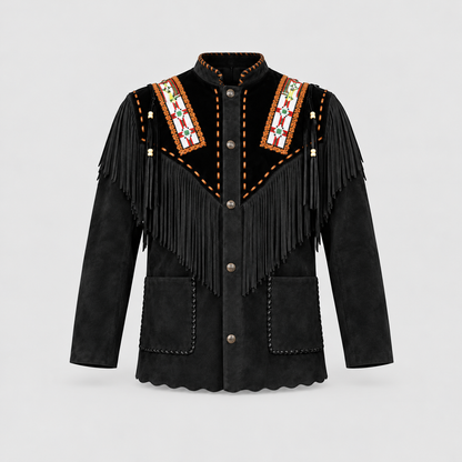 Men's Canyon Tan Two-Tone Beaded Bone-Pipe Western Jacket