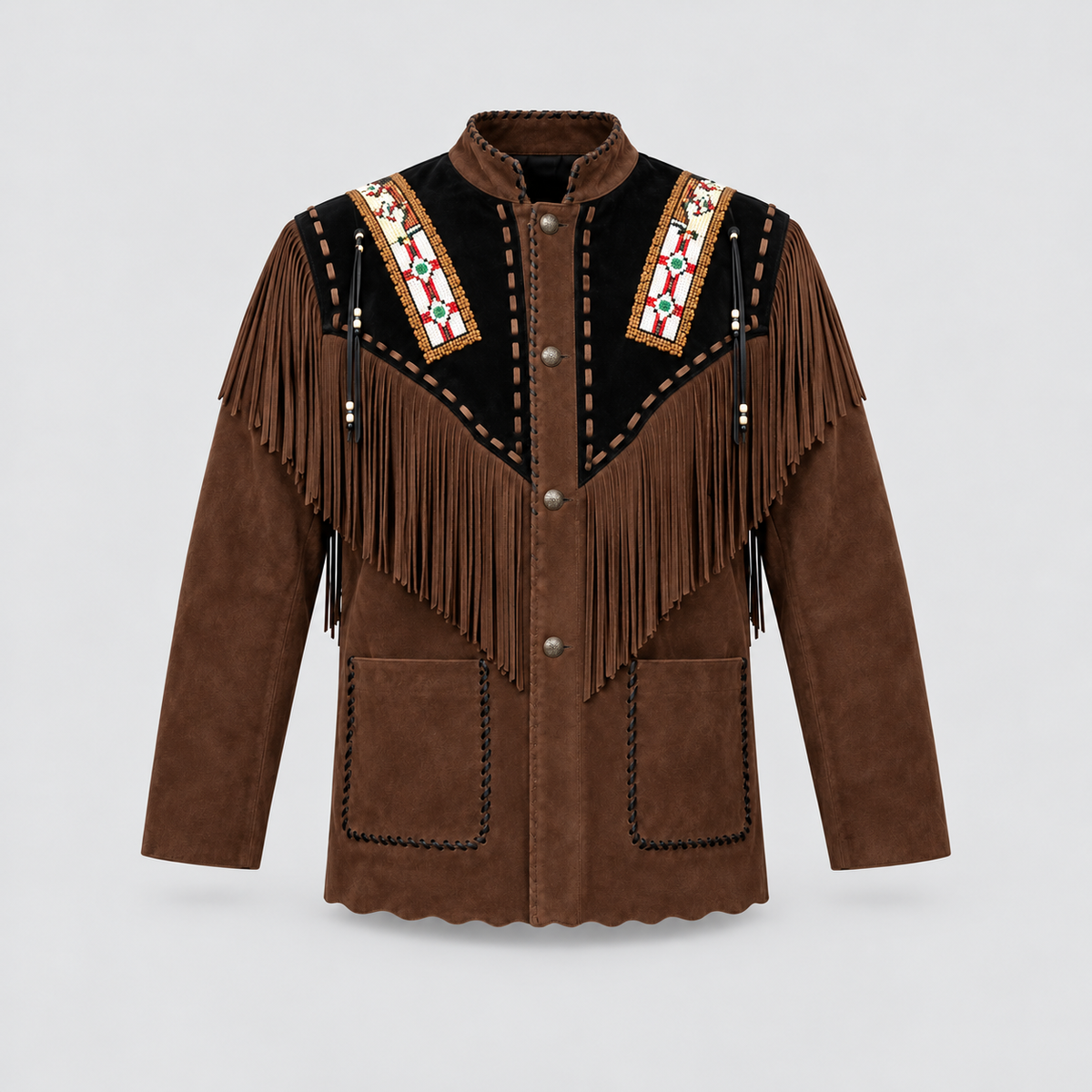 Men's Canyon Tan Two-Tone Beaded Bone-Pipe Western Jacket