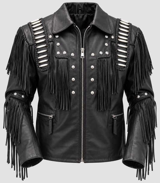 Men's Native American handmade buckskin leather jacket