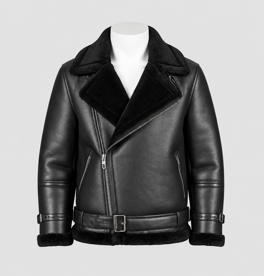 Men's black B3 shearling aviator bomber jacket
