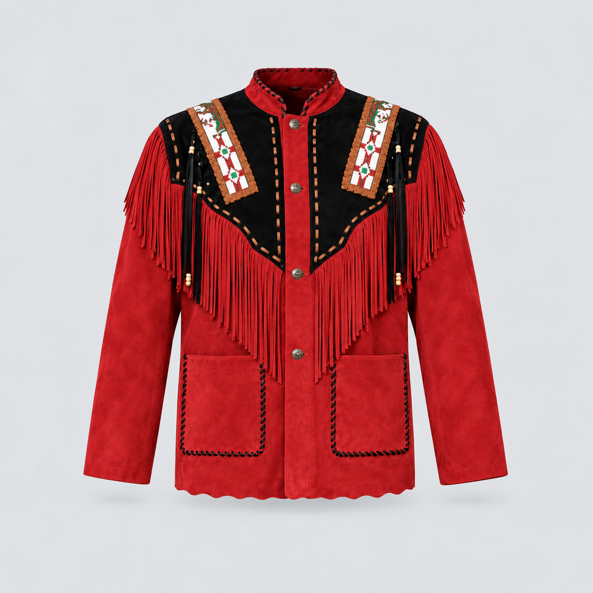 Men's Canyon Tan Two-Tone Beaded Bone-Pipe Western Jacket