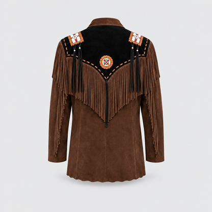 Men's Canyon Tan Two-Tone Beaded Bone-Pipe Western Jacket