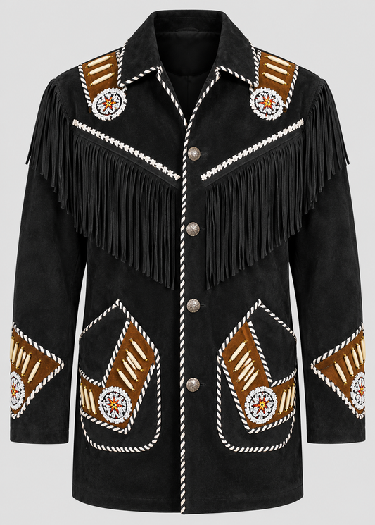 Men's brown suede traditional cowboy jacket