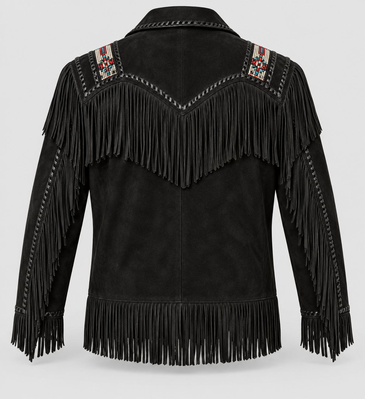 Men's El Dorado Cream Suede Beaded Fringe Coat