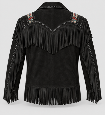 Men's El Dorado Cream Suede Beaded Fringe Coat