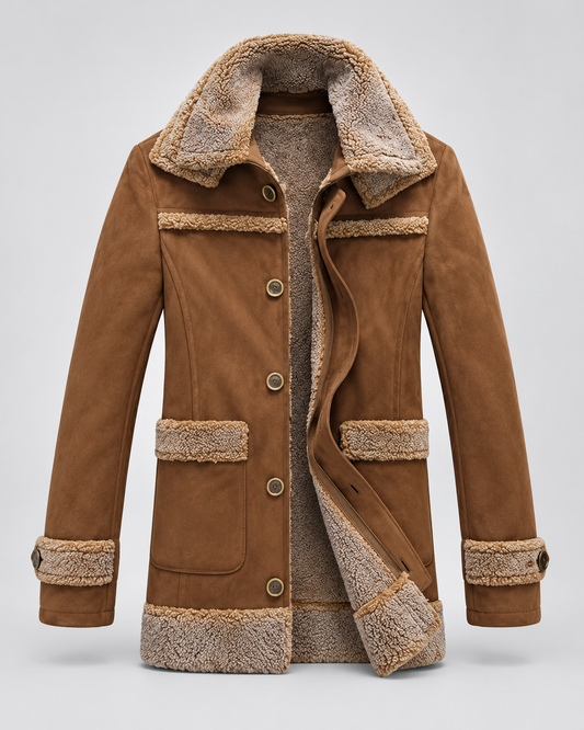 Men's insulated faux leather coat