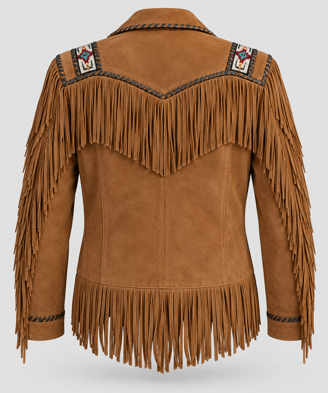 Men's El Dorado Cream Suede Beaded Fringe Coat