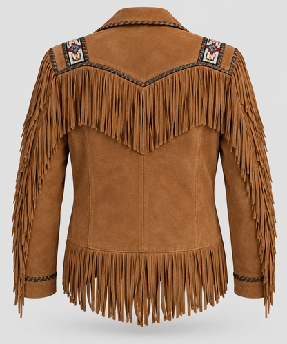 Men's El Dorado Cream Suede Beaded Fringe Coat