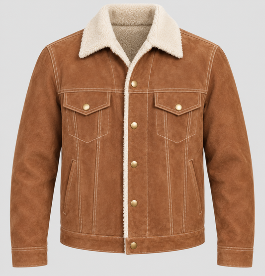 Men's Suede Shearling-Lined Jacket