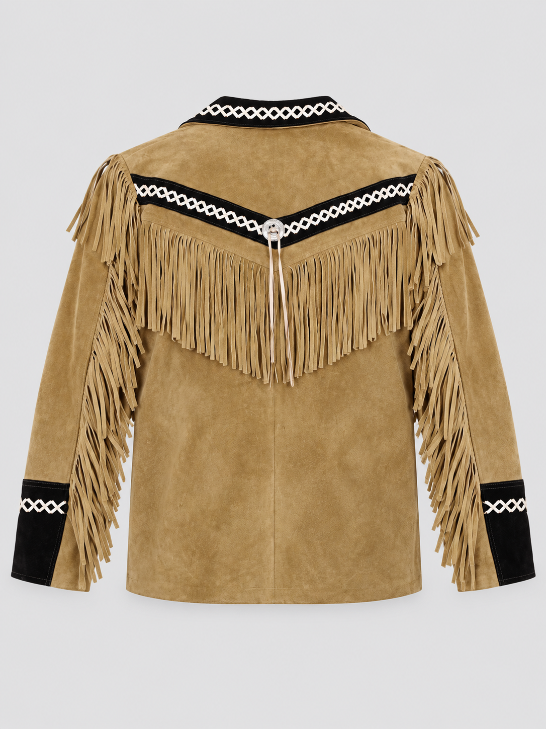 Men's Outlaw High-Contrast Whipstitched Concho Fringe Jacket
