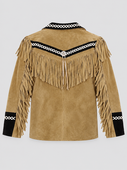 Men's Outlaw High-Contrast Whipstitched Concho Fringe Jacket