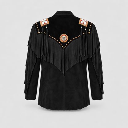 Men's Canyon Tan Two-Tone Beaded Bone-Pipe Western Jacket