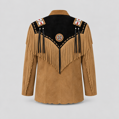 Men's Canyon Tan Two-Tone Beaded Bone-Pipe Western Jacket