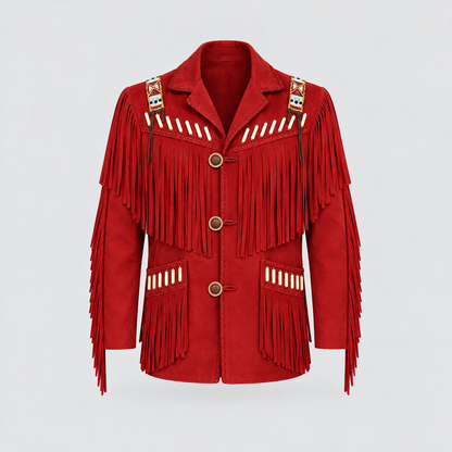 Men's Shadow Warrior Native Beaded Bone-Pipe Jacket