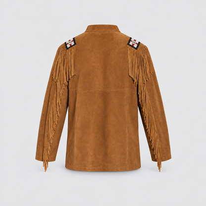 Men's Saddle Suede Beaded Eagle Emblem Frontier War Jakcet