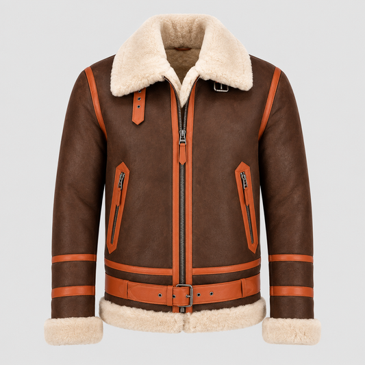 Men's flying aviator shearling bomber jacket