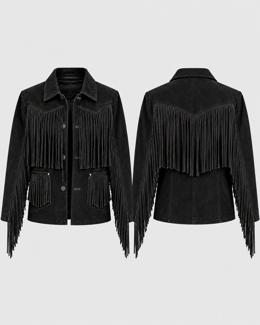 Women's handmade fringe suede jacket