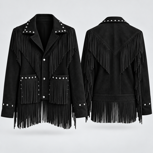 Women's red suede fringe jacket - view 5