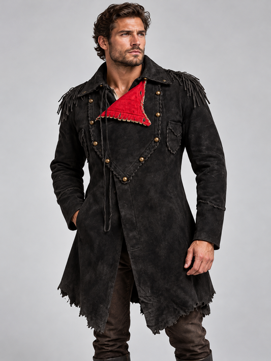 Men's Native American buckskin war shirt leather jacket
