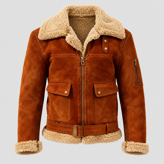 Arnold B-6 aviator tan suede bomber jacket