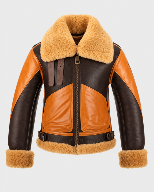 Men's RAF B3 aviator brown shearling jacket
