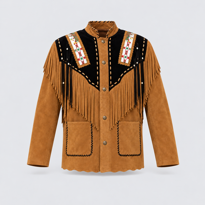 Men's Canyon Tan Two-Tone Beaded Bone-Pipe Western Jacket