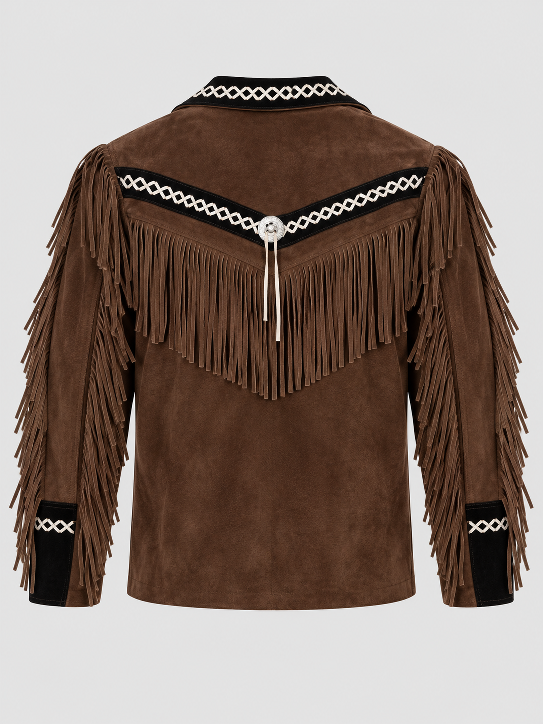 Men's Outlaw High-Contrast Whipstitched Concho Fringe Jacket