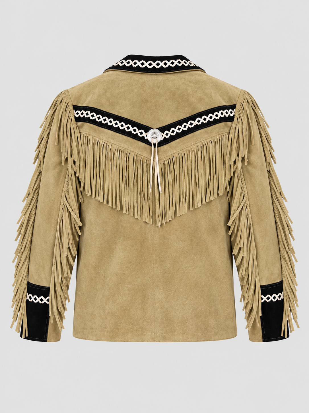 Men's Outlaw High-Contrast Whipstitched Concho Fringe Jacket