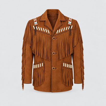 Men's Shadow Warrior Native Beaded Bone-Pipe Jacket