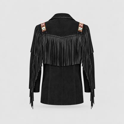Men's Shadow Warrior Native Beaded Bone-Pipe Jacket