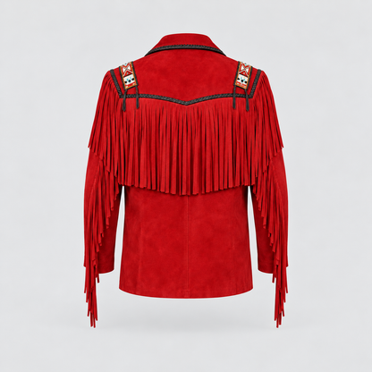 Men's Shadow Warrior Native Beaded Bone-Pipe Jacket