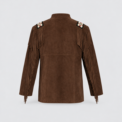 Men's Saddle Suede Beaded Eagle Emblem Frontier War Jakcet