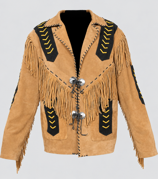 Traditional western cowboy leather jacket