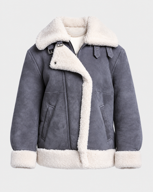 Women's grey suede leather jacket