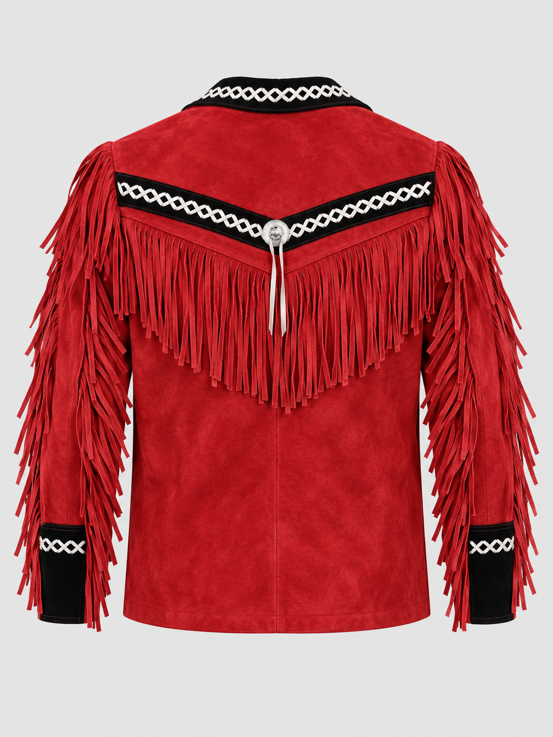 Men's Outlaw High-Contrast Whipstitched Concho Fringe Jacket
