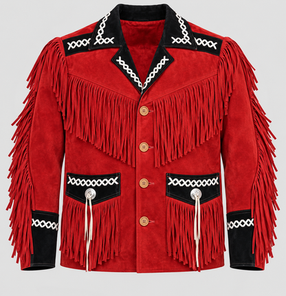 Men's Outlaw High-Contrast Whipstitched Concho Fringe Jacket