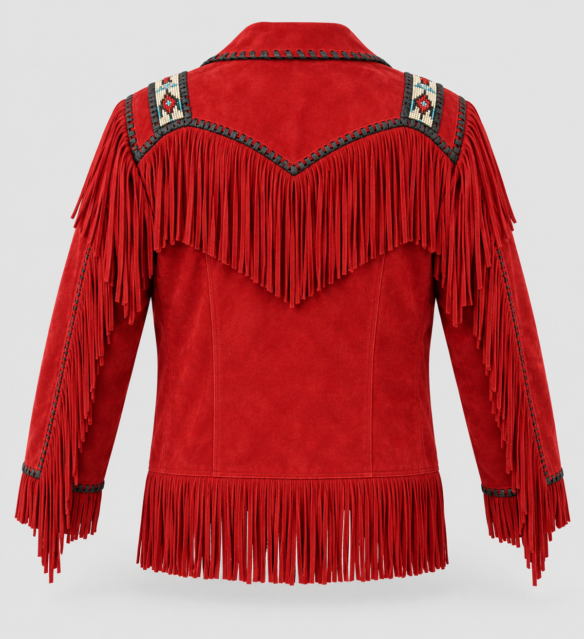Men's El Dorado Cream Suede Beaded Fringe Coat