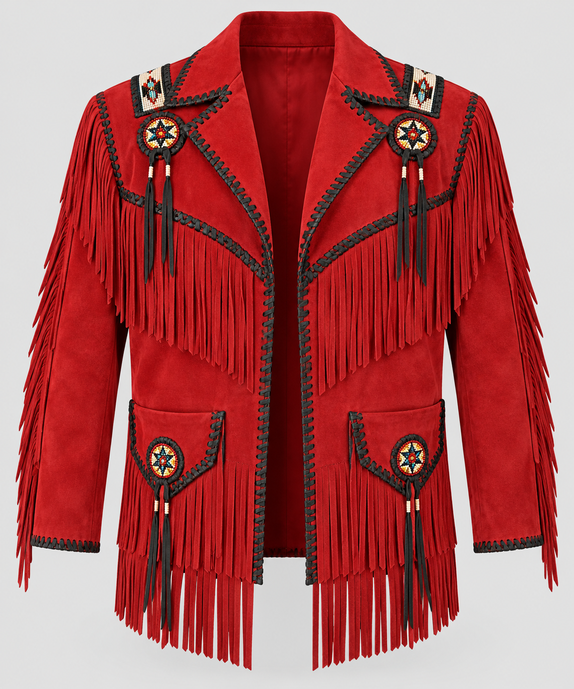 Men's El Dorado Cream Suede Beaded Fringe Coat